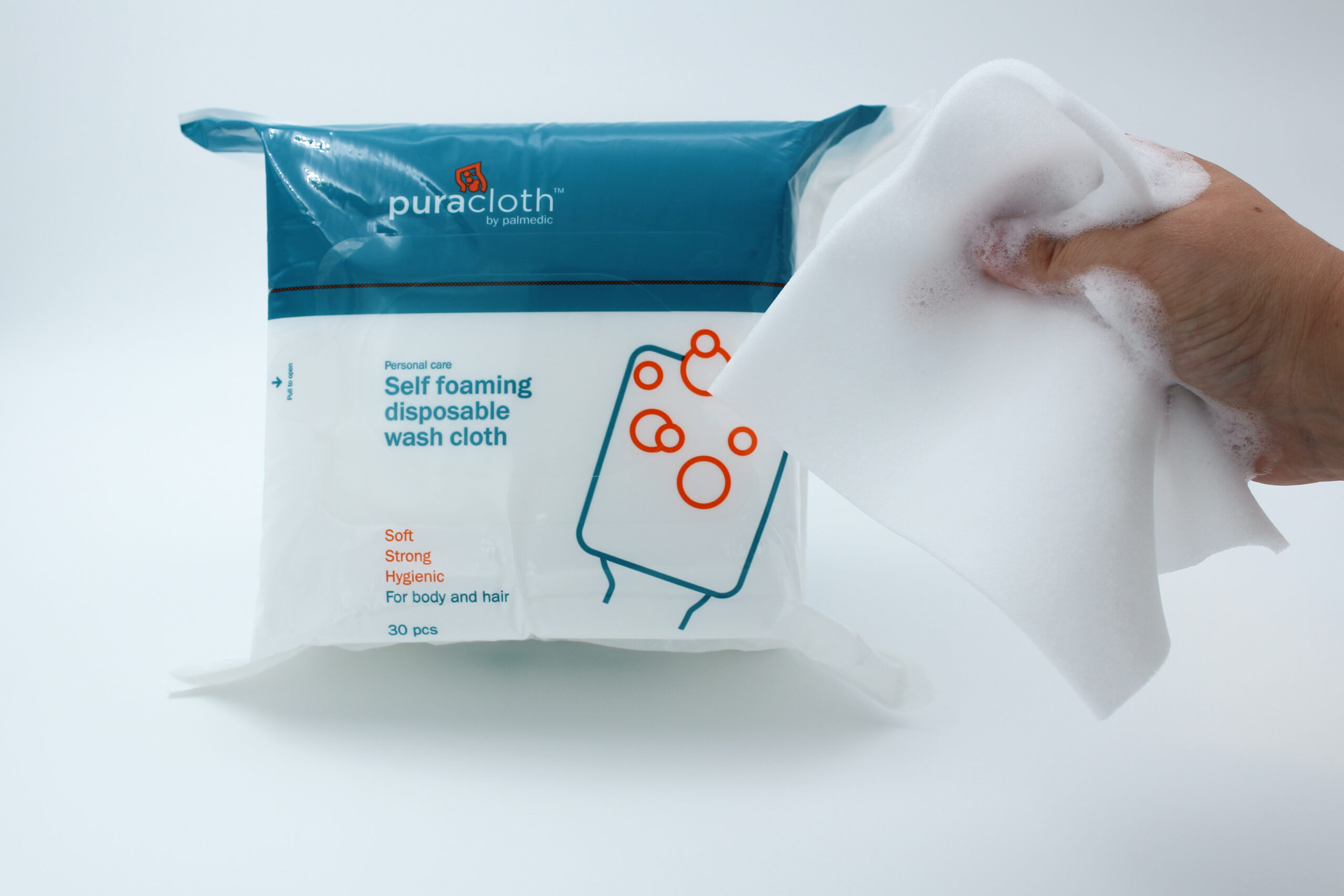 Puracloth in use with package