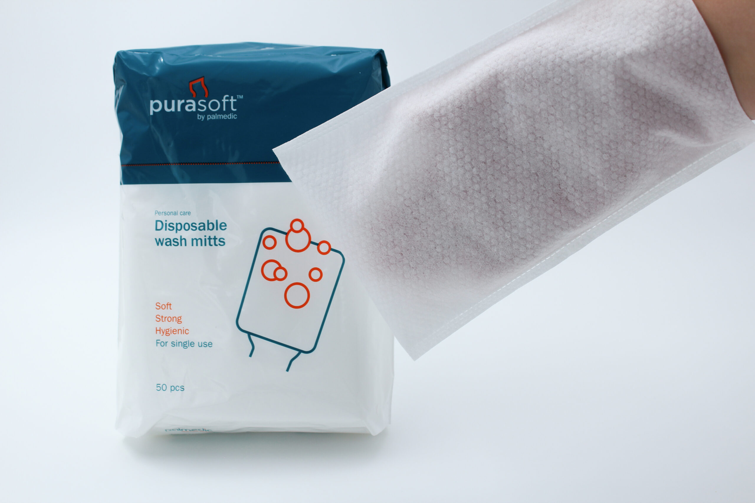 Purasoft wash glove with package