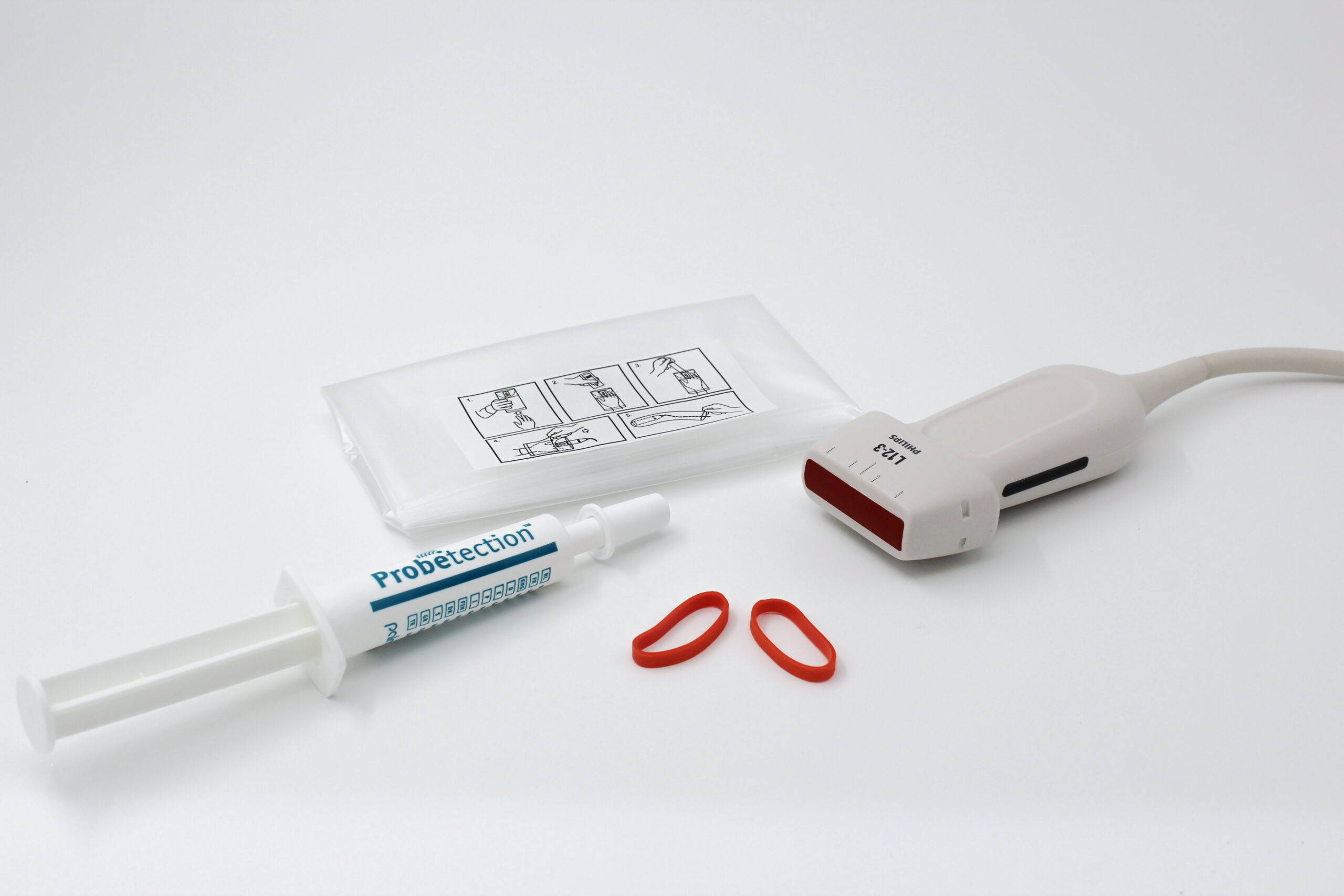 Transducer covers kit with gel, transducer, cover and bands
