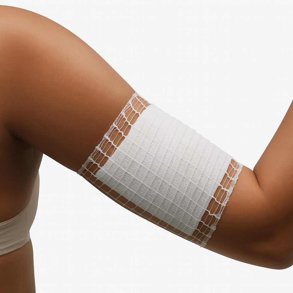 Bandafix around arm with bandage for wound